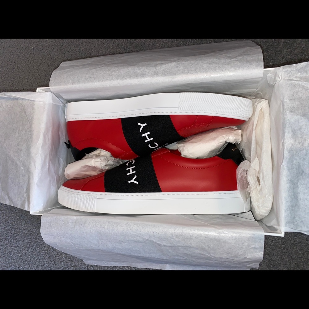 Men’s Givenchy Red Elastic Slip-On Sneakers NIB